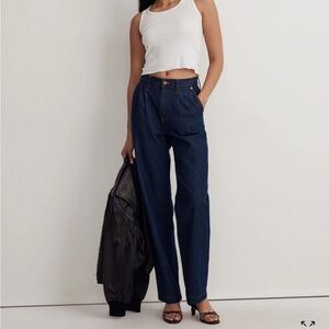 Madewell Baggy Straight Jeans Pleated Edition in Woodham Wash- size 27